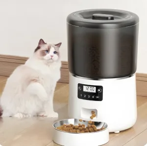 4L Automatic Cat Feeder with Timer, Portion Control, Dual Power Supply, Voice Recording, Dry Food Dispenser for Pets
