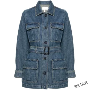 Custom Outdoor Oversized Women's Ladies Winter Cotton Warm Denim Casual Outwear Fall Jacket Button up Coat