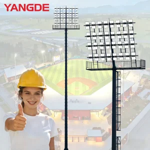 40m 12-Head 1000W LED High Mast Light with Platform &amp; Ladder for Stadium