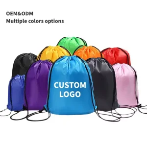 210D Polyester Drawstring Backpack Bag Promotional String Cinch Drawstring Bag for Swimming Sports Waterproof Foldable Portable