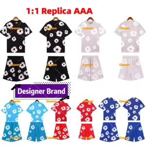 Tendência de Moda Denim Tears Réplicas de Marcas Famosas 1:1 Réplicas 5AAA Loja Online Camisetas Impressas Shorts Roupas de Designer para Mulheres Casual Soltas Camiseta de Algodão