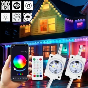 108FT Smart RGBW LED Permanent Outdoor Eave Light Waterproof 72LEDs Remote APP Christmas Holiday Decoration