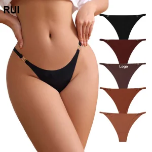 Sexy Romantic Solid Lingerie G String Thong Low-Rise Knitted Embroidery Seamless Breathable Cotton T Shape Waist Women's Panties