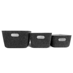 Grey Felt Storage Basket Modern Style
