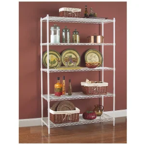 AMJ Heavy Duty Household Metal 5 Tiers Wire Grid Mesh Display Rack Shelving Shelf