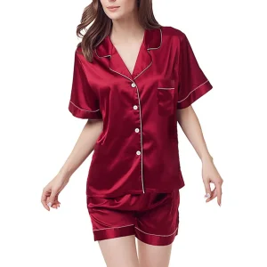 Womens Silk Satin Pajamas Set