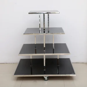 Stainless Steel with Wood Shelf Clothes Shop Display Rack Stand