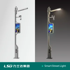 New Arrivals OEM ODM Outdoor Smart LED Street Light Lamp with WiFi CCTV Camera Advertising Screen Intelligent One Alarm System Charging Multi-Functional Design
