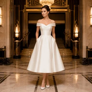 Listo para personalizar vestido de novia corto para mujeres