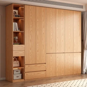 Hot Selling Portable Modern Style Freestanding Wardrobe Solid Wood Doors Eco-Friendly For Small Bedroom Hotel Apartment Hostel