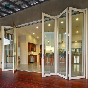 Modern Glass Folding Door Aluminum Frame with Soft-Close Bi-Fold Panels for Noise Reduction