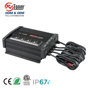 60A 4-Bank Marine Charger 12V Lithium Battery Charger Compatible with Lifep04 All Lithium Batteries for Boats Golf Carts Rvs