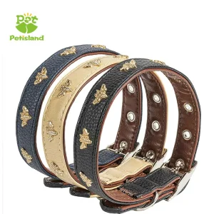 Leather Nylon Webbing Charms Dog Collar