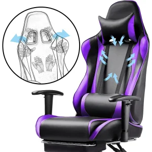 Purple Gaming Chair With Footrest Ergonomic Computer Game Desk Chair Reclining Gamer Chair Custom Seat Cover Height Adjustable