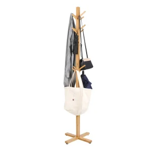 Custom Freestanding Bamboo Coat Rack with 12 Hooks