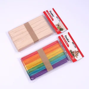 Foska Popsicle Sticks for Crafts Hair Removal and Waxing Flat Natural Color Wooden Crafts Sticks for Stirring Tongue Depressor