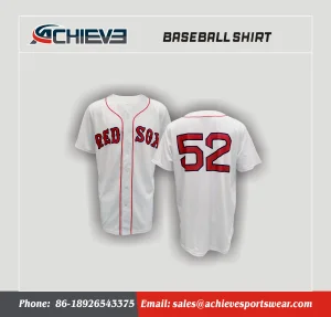 Custom Sublimated Baseball Jersey White Red Piping