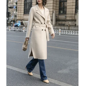 Women Wool Polyester Coat Fabric Women's Trench Coats