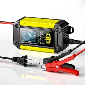 12V Cargador y probador todo en uno para baterías de plomo-ácido y fosfato de hierro de litio, analizador de condición de batería para coches y motocicletas