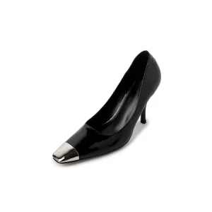 Metallic Square Pumps Stiletto Shoes