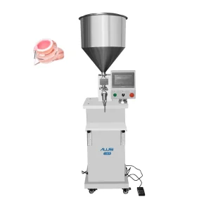 Máquina de llenado de tarros de miel para calentar y mezclar crema, bálsamo labial, lápiz labial, crema facial y crema cosmética de tipo semiautomático y de pie