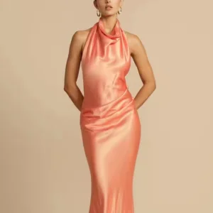 Elegant Modest Prom Dress Satin Evening Dress