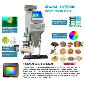 Hcs500 50-500kg/H Nueva máquina clasificadora de granos de frijol, arroz, trigo, nueces y café de plástico para sistemas inteligentes de Windows, maquinaria agrícola