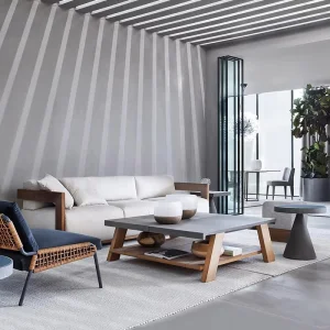 Nordic Style Teak Leisure Balcony Lounge Courtyard Living Room Sectional Furniture Outdoor Garden Patio Sofa