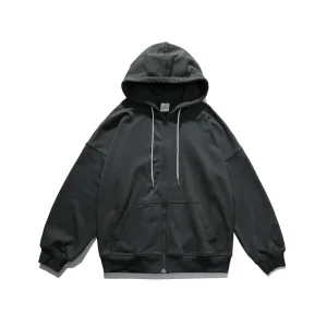 Button Hoodie Men's White Hoodie Sweatshirt