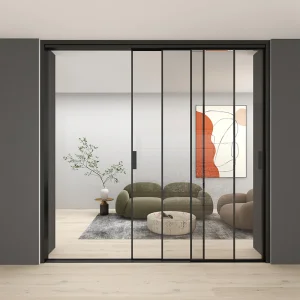 Narrow Villa House Slide Stacker Doors Aluminium 3 Panel Sliding Door Low E Glass Thermal Break Patio Glass Sliding Door Narrow-Framed Glass Doors, Terrace Door