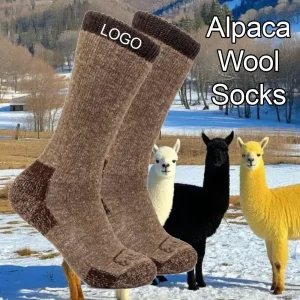 Moda Inverno Designer Logotipo Embalagem Homens Unissex Esportes Grossas Térmicas Personalizadas Impressão Jacquard Luxuosas Macias Meias de Lã de Alpaca
