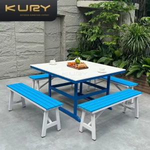 Hot Sale Outdoor Commercial Furniture Rectangle Picnic Public Garden Patio Dining Cafe Table Bench