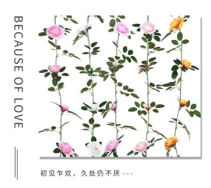 Best Artificial Flower Garland 12 White Rose Hanging Flowers Garland 90inch Garland Realistic Vine for Home weddinggardenDecoration Factory, Factories