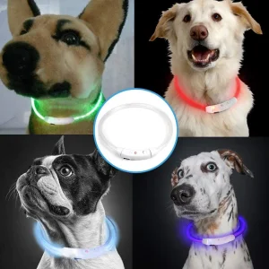 USB Rechargeable LED Light Dog Collar Water Resistant Reflective Flashing Light Customizable Size for Any Dog Promotional Pet