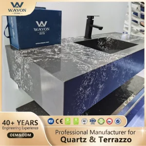 Custom Quartz Stone Table Top Black and White Quartz Countertop