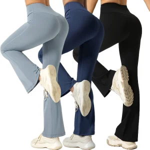 Hot Sell Yoga Leggings Custom Logo High Waisted Scrunched Butt Sports Running Training Gym Yoga Pants Women Flare Trousers