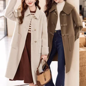 Winter New Style Simple MID-Length Wool Twill Double-Faced Coat