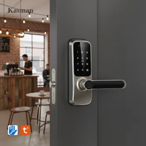 Kasman Source Price American Style Smart Door Lock Facial Recognition Aluminum Fingerprint Tuya Ttlock Gate Lock with Camera