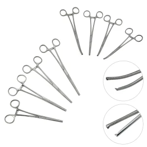 Stainless Steel Hemostatic Forceps Surgical Forceps Tool Hemostat Locking Clamps Forceps Fishing Pliers Curved/Straight Tip