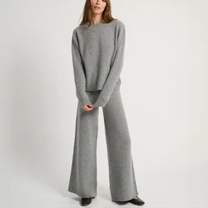 Womens 100% Pure Cashmere Lounge Set Mock Neck Custom Knit Sheep Wool Cashmere Sweater 2 Two Piece Loungewear Set for Women