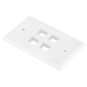 Wholesale 4-Port Keystone Wall Plate Broadband Cover, Standard Size, Matte White Manufacturer, Supplier