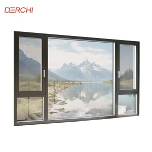 DERCHI NFRC AS2047 Slim Frame Aluminum Windows Hurricane Proof Soundproof Hurricane Proof Windows