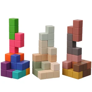 New Design Custom Montessori Building Blocks BPA Free Toddler Kids Educational Sensory Learning Baby Silicone Stacking Toys