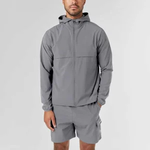 Short Sleeved Zipper Men's Sportswear Hooded Clothing Customization