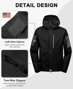 Men's Lightweight Waterproof Windproof Hooded Soft Shell Rain Jacket Autumn Zipper Closure Outdoor Breathable Hiking Travel Jacket