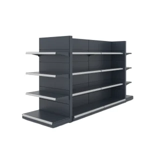 RunDaShelf Heavy Duty Double-Sided Freestanding Metal Supermarket Display Shelves