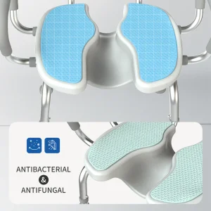 Reclining Tower-Back Bath Chair Contoured Seat Basin &amp; Supportive Side Grips Shower Chair for Disabled