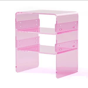 Pink Acrylic Side Table and Book Display Shelf Modern Furniture for Bedroom Office