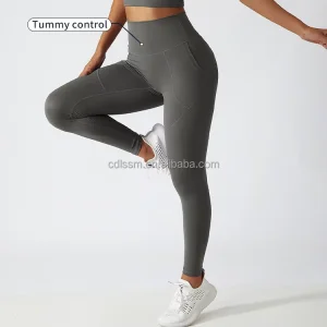Wholesale Breathable Lightweight Eco-friendly Recycled Fabric High-waist Side-pocket Yoga Legging