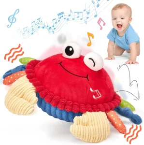 Musical Crawling Crab Plush Toy 40 Songs &amp; Recording Feature Dancing Walking Moving Bouncing Tummy Time Toy